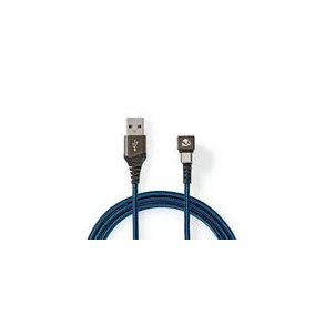 USB-kabel | USB 2.0 | USB-A Han | USB-C Han | 480 Mbps | Guldplateret | 2.00 m | Runde | Flettet / Nylon | Bl� / Sort | Cover Window Box