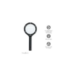 H�ndholdte forst�rrelsesglas | Linse styrke: 4 Diopter | 10000 K | 0.05 W | 9 lm | Sort