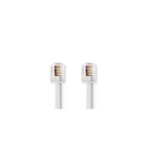 Telecom Kabel | RJ11 Hanstik | RJ11 Hanstik | 5.00 m | Kabeludformning: Fladt | Kabeltype: RJ11 | Gennemsigtig / Hvid