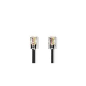 Telecom Kabel | RJ10 Hanstik | RJ10 Hanstik | 5.00 m | Kabeludformning: Rullet | Kabeltype: RJ10 | Sort | Konvolut