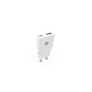 V�goplader | 30 W | GaN | PD3.0 30W | Hurtigopladningsfunktion | 1.5 / 2.0 / 2.5 / 3.0 A | Antal output: 2 | USB-A / USB-C | Automatisk Valgt Sp�nding | Hvid