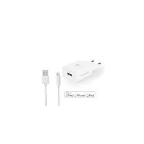 V�goplader | 12 W | Hurtigopladningsfunktion | 1x 2.4 A A | Antal output: 1 | USB-A | Lightning 8-Pin (Loose) kabel | 1.00 m | Single Voltage Output | Hvid