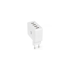 V�goplader | 24 W | Hurtigopladningsfunktion | 4x 2.4 A | Antal output: 4 | 4x USB-A | Uden Kabel | Single Voltage Output | Hvid