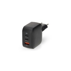 V�goplader | 70 W | GaN | PD3.0 | Hurtigopladningsfunktion | 1.5 / 2.25 A / 2.5 / 3.0 / 3.5 A | Antal output: 3 | USB-A / 2x USB-C | Automatisk Valgt Sp�nding | Sort