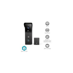 SmartLife Video D�rtelefon | Wi-Fi | Batteri | 3MP Full HD 1296p | Cloud Storage (mulighed) / microSD (ikke inkluderet) | IP44 | Med bev�gelsessensor | Nattesyn | Sort