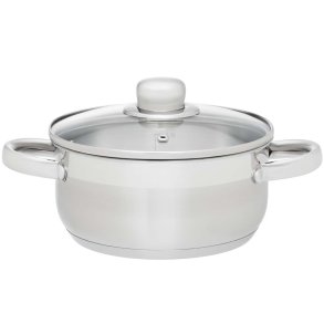 Basic gryde i st�l med glasl�g 2 L