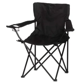 Campingstol med flaskh�llare Svart