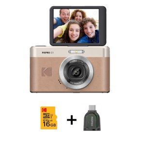 KODAK Digital Camera Pixpro C1 CMOS 5x 16MP Brown - Bundle